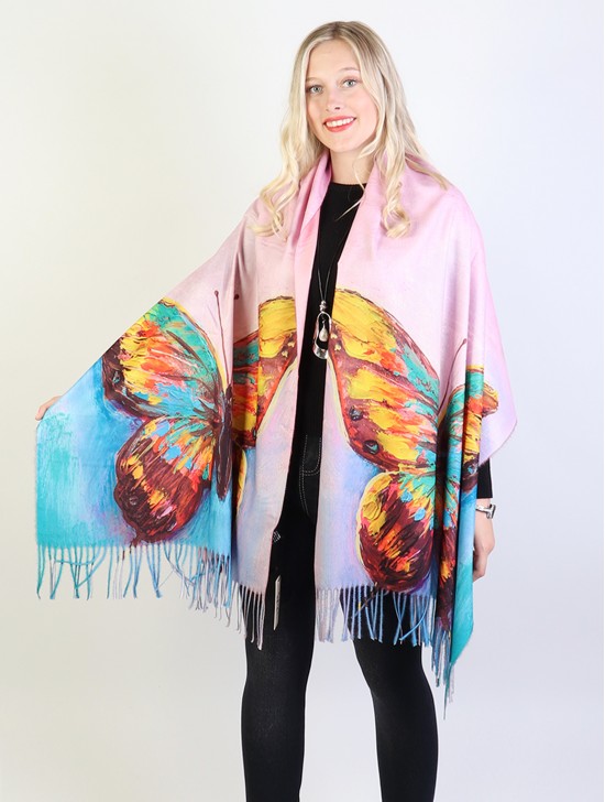 Oil Painting Design Fashion Scarf W/ Fringes